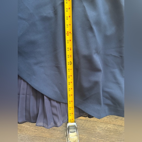 Kay Unger Begonia Ruffled A-Line Midi-Dress Navy Blue Cocktail Evening 2 - Picture 9 of 11